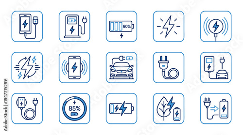 A collection of oil and gas web icons in line style