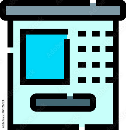 Automated teller machine icon providing cash withdrawals, deposits, and various banking services, symbolizing modern financial technology and convenience for users