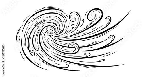 Abstract Swirling Wind Lines Illustration