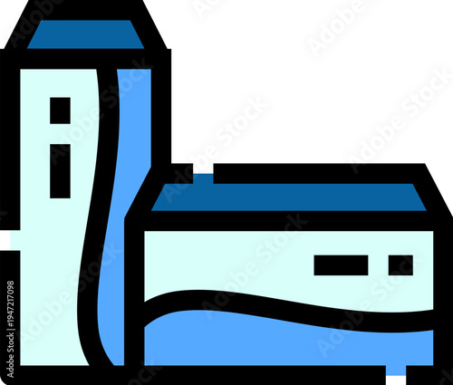 Building structure filling and overflowing with water, representing concepts of flood, water damage, overflow, and water problems for architectural or urban planning themes