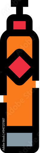 Gas tank cylinder icon representing compressed air or oxygen for specialized equipment, industrial applications, or underwater activities with a simple design