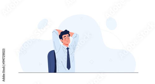 Man Relaxing at Desk, Business Success, Calmness, Office Break