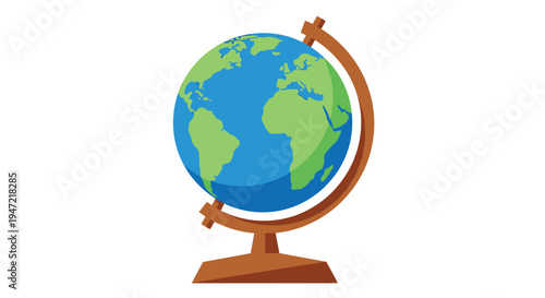 Classic desk globe showing the map of the world on a wooden stand, perfect for education, geography, and travel concepts.