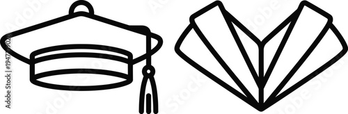 Graduation cap and gown icon academic achievement symbol