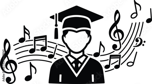 Graduation day celebration with music notes academic achievement