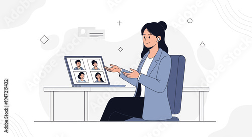 Woman in video conference call, online meeting, remote work, business communication