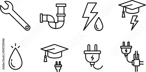 Graduation icons and symbols for education and achievement