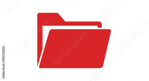 Minimalist red folder icon slightly open for organizing digital files and documents in a computer operating system.