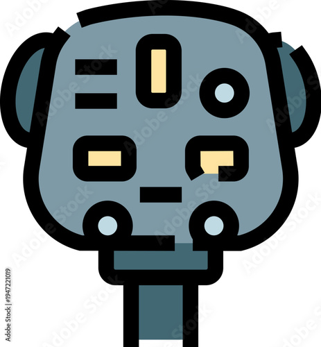 Parking meter illustration standing on a white background, symbolizing urban transport management, regulating vehicle storage time and requiring payment for street access