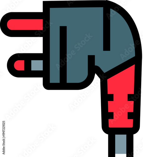 Electrical plug with two prongs and a cord, illustrating a universal power connector for electronic devices, symbolizing concepts of energy, technology, and connectivity
