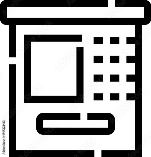 Automated teller machine icon providing cash withdrawal and banking services, symbolizing modern financial transactions, digital commerce, and convenience for customers