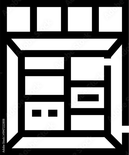 Closet with organized shelves, hanging rods and neatly stored clothes, shoes and personal items, ideal for wardrobe, storage, interior, home organization and minimalist design concepts