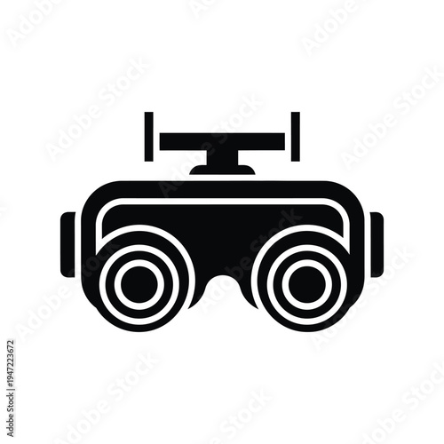 Virtual reality headset icon for gaming and immersive simulation, black silhouette vector illustration