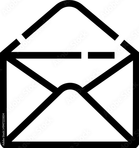 Open envelope icon facilitating digital mail and communication, representing new messages, contacting individuals, and receiving online correspondence
