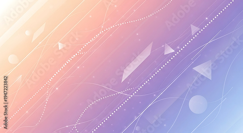 Abstract Geometric Aesthetic: A visually striking abstract composition, featuring a dynamic array of geometric shapes and fluid lines, bathed in a soft gradient of colors.