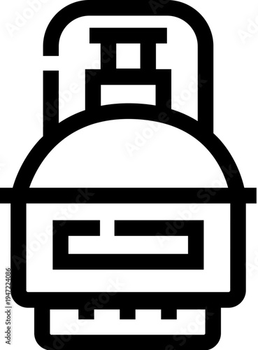 Gas cylinder icon displaying a simple outline design, symbolizing industrial and domestic fuel, alternative energy, heating, cooking, and portability for various applications