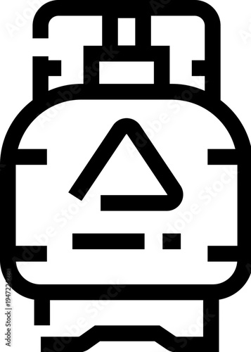Gas cylinder icon illustrating industrial fuel storage, representing a potential hazard in energy supply and infrastructure with a clear warning symbol