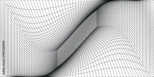 Perspective grid background 3d Vector illustration. Interior design Model projection background template. Line one point perspective