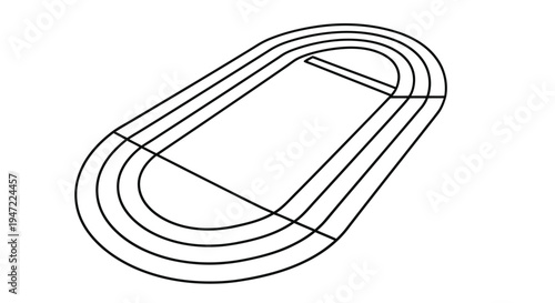 Simple line drawing of a running track with lanes and a field