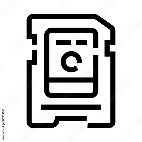 Sd memory card icon in modern outline style representing portable storage, fast data transfer, backup and digital media solutions for web, mobile and computing applications