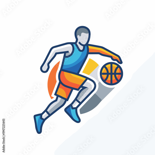 Dynamic basketball player illustration showcasing agile dribbling skills and energetic movement on the court, perfect for sports design and active lifestyle concepts