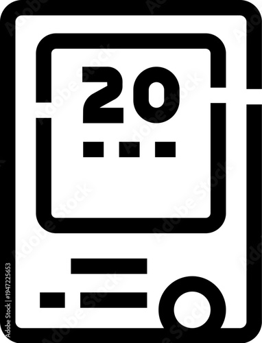 Handheld radiation detector icon displaying a numerical reading of twenty units, symbolizing measurement and safety for nuclear energy and environmental protection