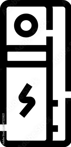 Portable power bank battery icon representing mobile energy storage, charging electronic devices, and providing a reliable power supply on the go for modern digital lifestyles