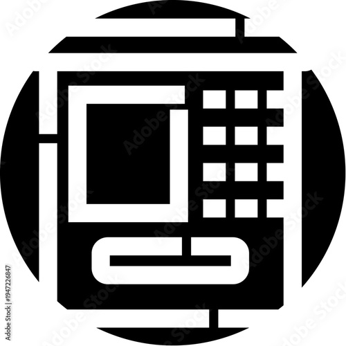 Automated teller machine - atm - icon representing cash access and banking services for withdrawals, deposits, balance checks and transfers, simple digital ui pictogram on white background