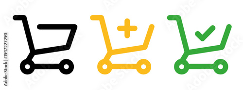 Shopping Cart Icon Set Color Variations Retail Basket Trolley Vector Collection