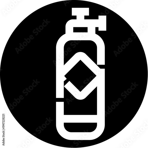 Oxygen gas cylinder icon for breathing support, medical therapy, diving or industrial use, minimalist vector pictogram showing essential compressed gas storage and emergency supply