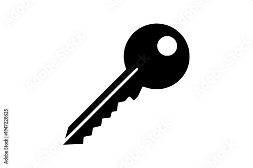 Minimal flat vector icon of two house keys attached to a round keyring, solid black silhouette, simple clean design, isolated on light grey background, high contrast, modern icon style.