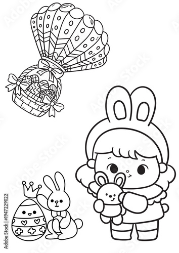 Easter Eggs and Bunny Coloring Page – Printable Holiday Activity for Children