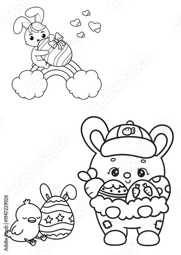 Easter Eggs and Bunny Coloring Page – Printable Holiday Activity for Children