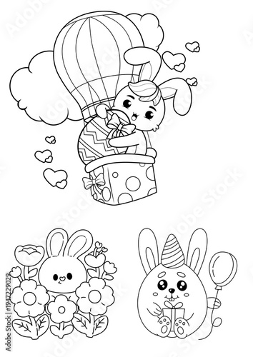 Easter Eggs and Bunny Coloring Page – Printable Holiday Activity for Children