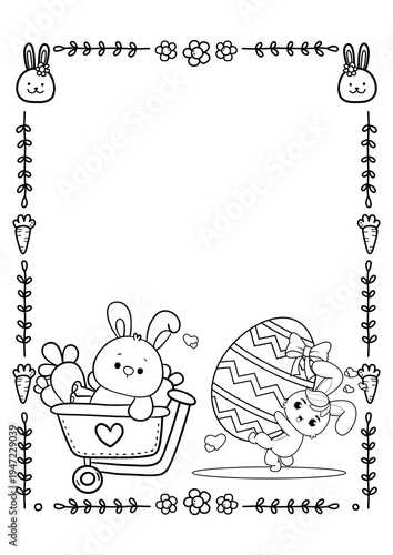 Easter Eggs and Bunny Coloring Page – Printable Holiday Activity for Children