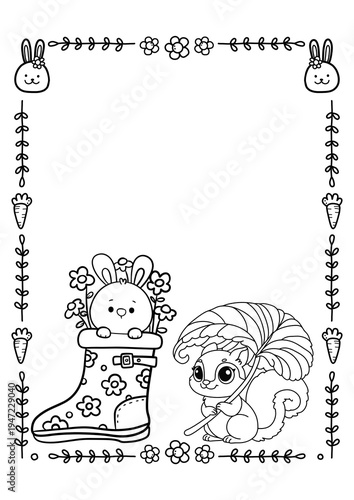 Easter Eggs and Bunny Coloring Page – Printable Holiday Activity for Children