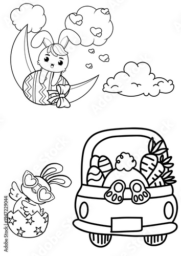 Easter Eggs and Bunny Coloring Page – Printable Holiday Activity for Children