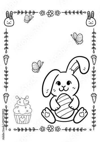 Easter Eggs and Bunny Coloring Page – Printable Holiday Activity for Children