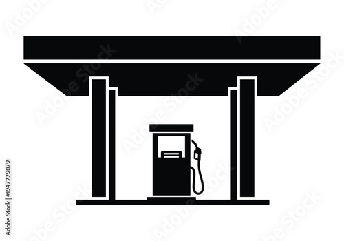 Vector gas pump icon under canopy