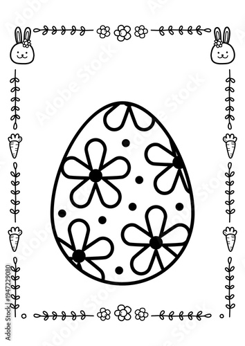 Easter Eggs and Bunny Coloring Page – Printable Holiday Activity for Children
