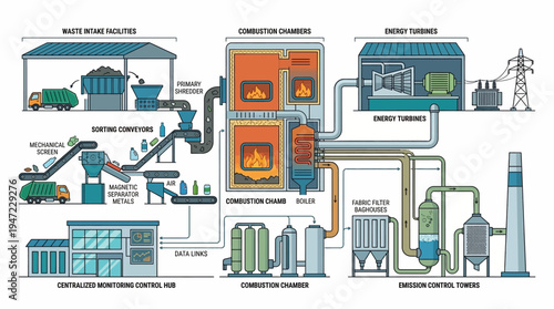 Industrial waste management process diagram.