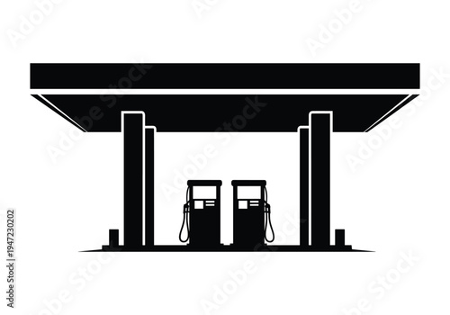 Vector illustration of gas station with two fuel pumps