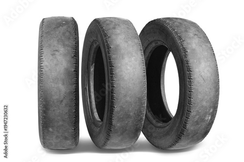 old worn damaged tire isolated