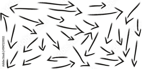 A collection of hand-drawn arrows in various directions and sizes, illustrating movement and choice