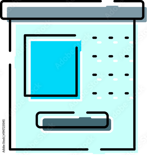 Automated teller machine providing financial services for quick cash withdrawals and convenient banking transactions, featuring a bright screen and numerical keypad for user interaction