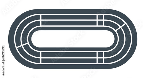 Simple illustration of a running track viewed from above in dark blue