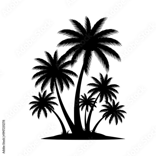 Tropical Palm Tree Cluster – Exotic Island Beach Tree Vector Illustration