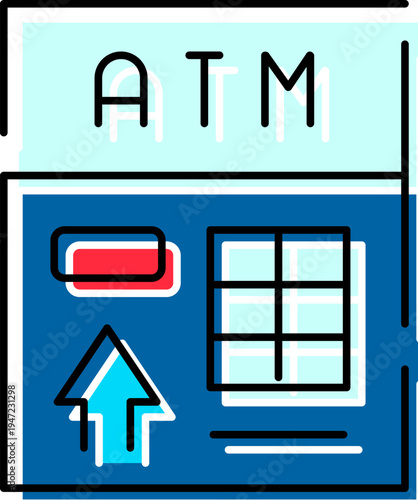 Atm terminal providing banking services, including cash withdrawals and electronic transactions, representing financial management and modern money accessibility