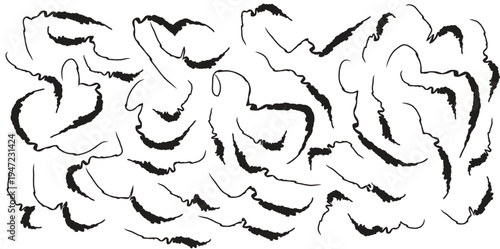 Abstract Black Brush Strokes, Hand-Drawn Artistic Lines, Grunge Texture Background for Design Projects