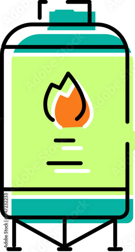 Large industrial gas tank storing liquefied petroleum gas for commercial and home use, representing energy, fuel, and storage concepts in a modern outline illustration style on a white background